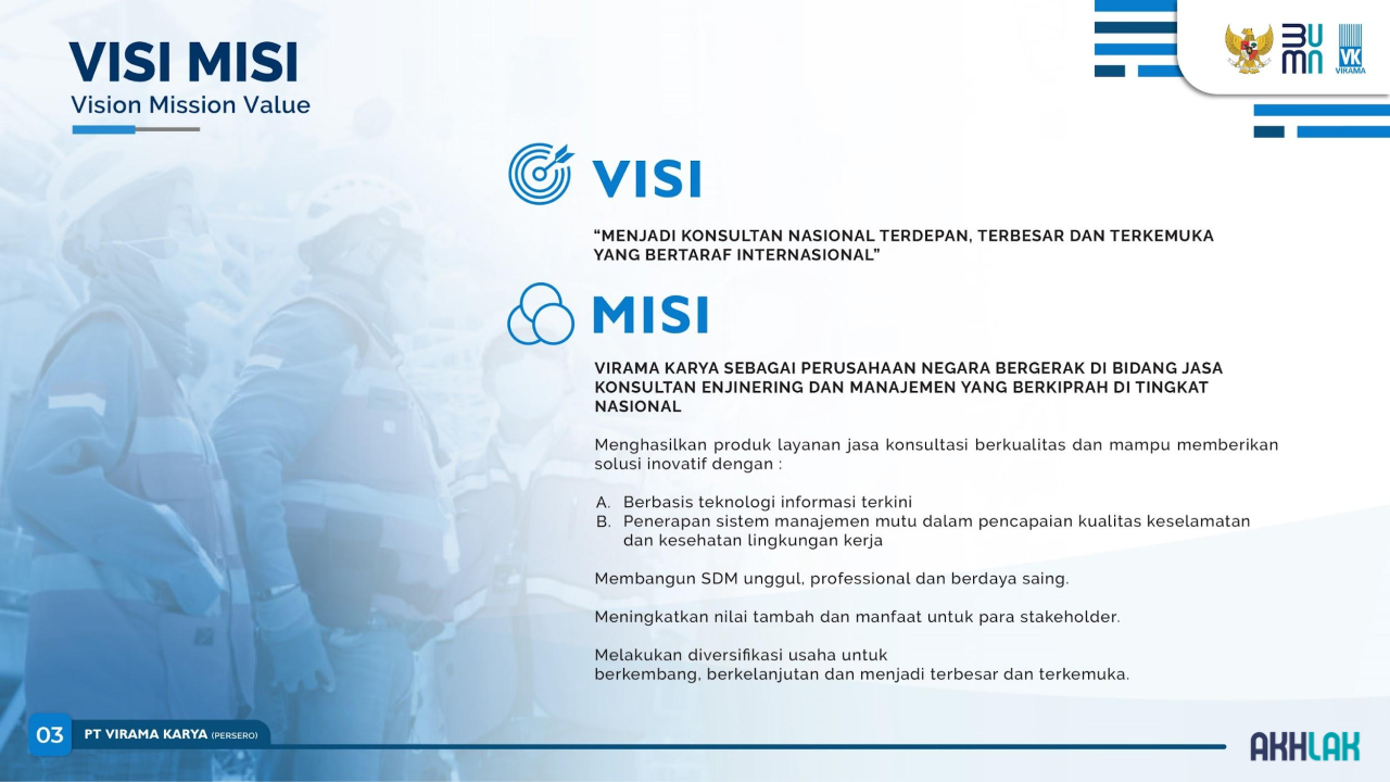 Visi & Misi Perusahaan | PT. Virama Karya )Persero)